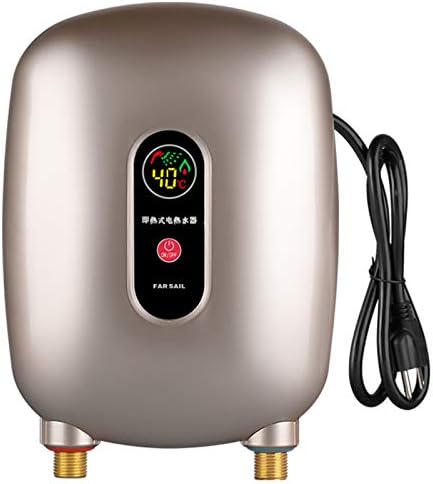 3000W Mini Electric Tankless Instant Hot Water Heater for Sink, Kitchen Washing, 110V Instant Water Heater Under Sink 68-126°F Wall-Mounted Tankless Electric Water Heater with LCD Display, Golden