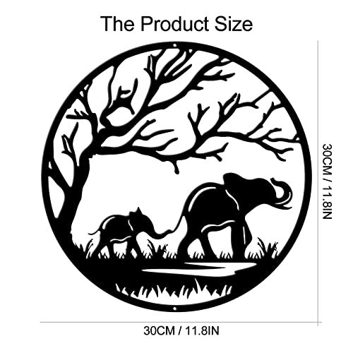 Pligreat Black Elephants Metal Wall Art, Landscape Animals Wall Sculpture, Modern Hanging Wall Art Decor For Farmhouse Living Room Bedroom Indoor Outdoor Door Wall Decoration Housewarming Gift #TOP5