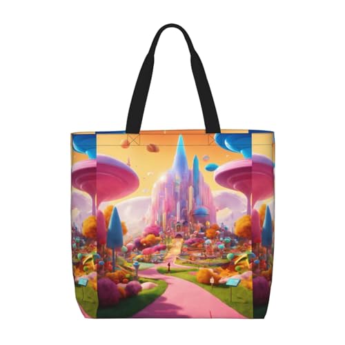 Sac à bandoulière avec fermeture éclair Candy Land grand format pour voyage et cours