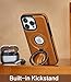 Butaiga for iPhone 16 Pro Leather Case with Stand, Anti-Slip Grip Ring, Fits for MagSafe (Brown, iPhone 16 Pro)