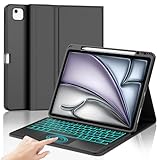 Angle de Vision Réglable: Le Clavier Sans Fil Bluetooth pour iPad Air 13 est détachable et facile à utiliser. iPad Air 13 coque pour soutenir la tablette dans trois angles de vue différents en mode paysage, Parfait pour travailler, écrire ou regarder des vidéos au bureau, à l'école, en voyage et à la maison.