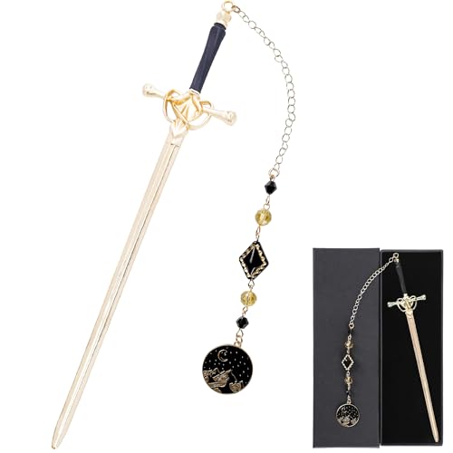 Celavoy Charm Acotar Sword Bookmark - Fantasy Vintage Metal Book Marks for Women Men Students Teachers Reader Page Mark with Crystal Beads Mountains Charms Reading Lovers Birthday Gifts Accessories