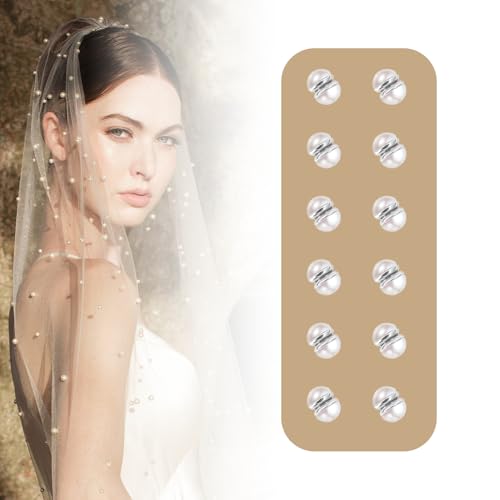 12 Pairs Veil Weights Invisible Pearl Wedding Veil- Double-Sided Pearl Veil Weights Bridal Veil Wedding- Bridal Accessories Magnetic Pearls- Mantilla Wedding Veil Lightweight Veil Pearl4