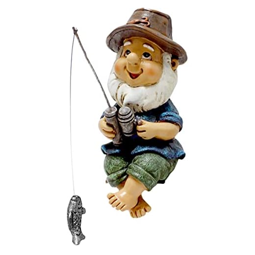 Gartenzwerg Angeln Figur - Harz Gartendeko Zwerg Dekoration - Handwerk Charakter Figuren für den Außenbereich
