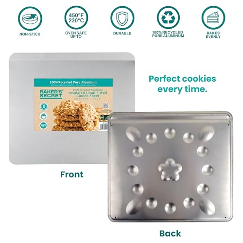 Baker's Secret Pure Aluminum Insulated 16" Cookie Sheet Commercial Grade, 100% Recycled Alu Cookie Sheet Extra Thick - The Natural Aluminum Collection by Baker's Secret - Image 5