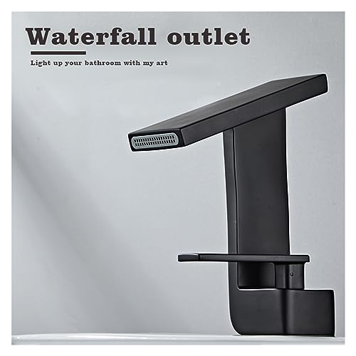 Robinet cascade noir mat avec mitigeur eau chaude et froide pour vasque chic - 5