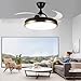 HOREVO 42” Retractable Ceiling Fan with Lights & Bluetooth Speaker Color Changing LED,Black and Gold, Alexa and Google App Control,Invisible Blades, Dimmable Fandelier Chandelier with Remote Control