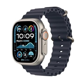 Apple Watch Ultra 2 GPS + Cellular • Caixa natural de titânio – 49 mm • Pulseira Oceano marinho
