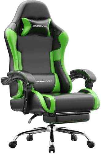 Bild 11 - Dowinx Gaming Stuhl Bürostuhl Massage Gaming Sessel mit höhenverstellbaren Linkage-Armlehnen, ergonomischer Gamer Stuhl mit Fußstütze, gepolstert Gaming Chair 150° neigbar bis 180 kg, Schwarz