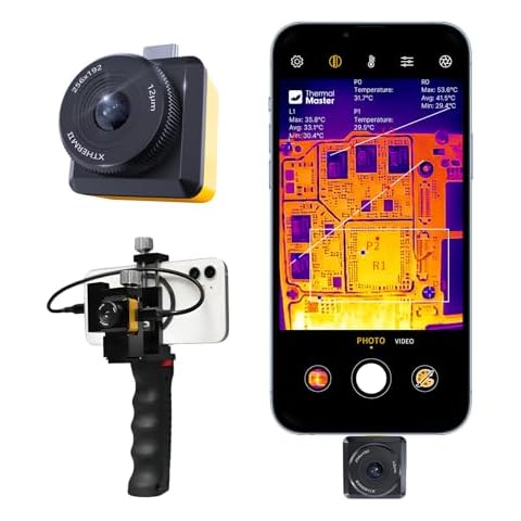 Thermal Imaging Camera for Phone, T2s Plus Thermal Camera with 8mm Macro Adjustable Lens, Tactical Handle, HD for PCB Inspection, Infrared Camera 15X Zoom, 40mk (Android) Cover