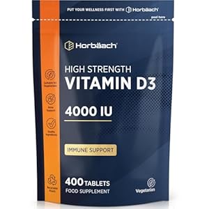 Vitamin D Tablets 4000IU | 400 Count | High Strength Vitamin D3 Supplement | Vegetarian | by Horbaach