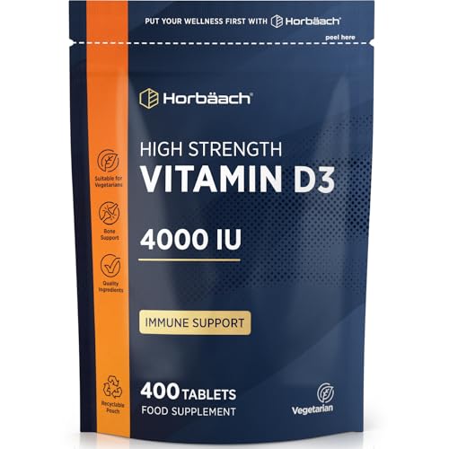 Vitamin D Tablets 4000IU | 400 Count | High Strength Vitamin D3 Supplement | Vegetarian | by Horbaach