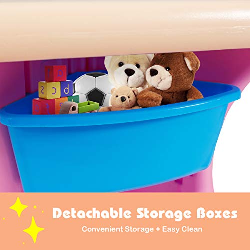 Image of GLACER Toddler Table and Chair Set - 3 Pieces Toddler Table with 4 Storage Bins, Kids Table and Chairs Ages 3-7, Kids Table and Chairs for Reading, Drawing, Playroom, Snack Time