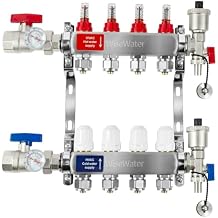 AB 4 Loop PEX/Radiant Manifold, 1/2 Inch Compatible Outlets, Up to 1.3 GPM Flow Valve for Hydronic Radiant Floor Heating1/2" Connectors Included