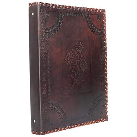 Herbarium - 4 Ring Binder File Folder DIN A4 Genuine Leather Handmade India Cover