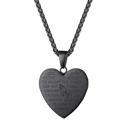 U7 Bible Verse Necklaces for Men Women Stainless Steel/18K Gold Plated Prayer Hands Coin Medal Pendant Necklace Christan Jewlery Gift (22-26Inch) 03-B