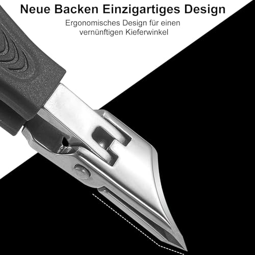 DAILIENFUS 3-teiliges Set Nagelknipser mit Adler-Schnabel-Winkel für Eingewachsene Zehennägel, Nagelknipser Groß mit Auffangbehälter – Fußnägel Knipser für Senioren und Kinder.(schwarz)