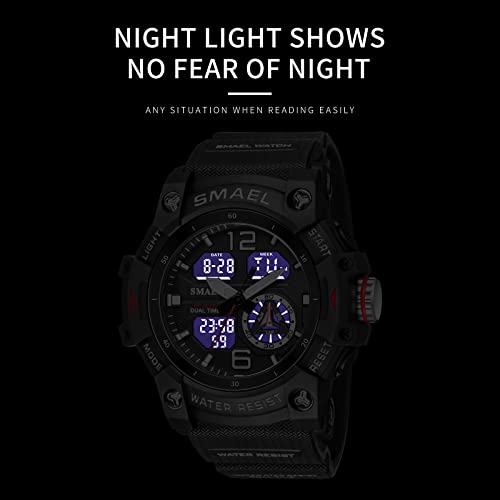 Smael 8007 Men's Sport Watch Digital Watch For Men Outdoor Wrist Watch With Quartz Dual Movement (Black) #TOP3