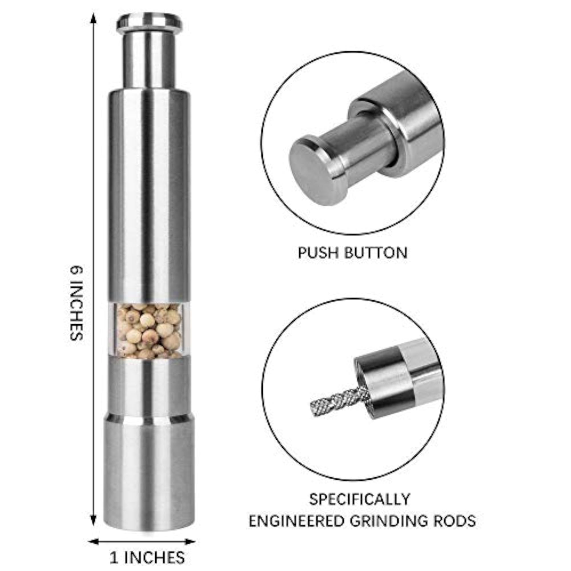 Mini Stainless Steel Pepper Grinder Set with Stylish Design