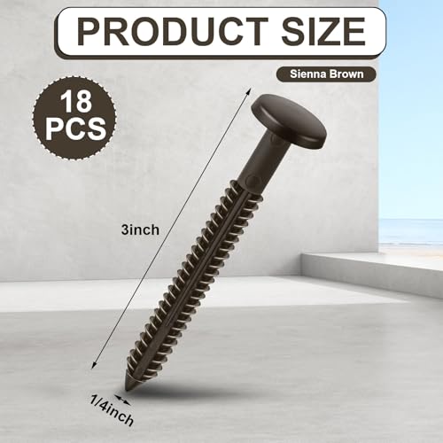 Image of Blulu 18 Pcs 3 Inch Vinyl Shutter Fastener Window Panel Peg Lok Pin Pegs Screws Shutter Spikes Anchor (Ochre Brown)