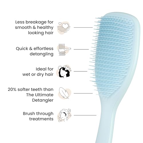 Tangle Teezer Fini E Fragili Ultimate Detangler Per Capelli Colorati, Fini E Sottili - Spazzola Grande Doppie Setole Morbide Riduce Rottura E Strappo - Ideale Per Capelli Delicati - Blu Spuma Di Mare - 4