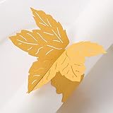 MORGIANA 50 Anneaux pour Serviettes en Papier, Anneaux pour Serviettes Jetables, Porte-Serviettes Jetables pour Décoration de Table pour Mariage, Fête de Noël et Dîner. (Feuille d'érable Jaune)