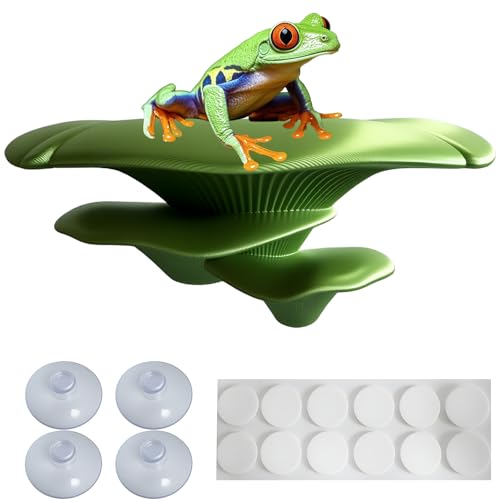 Okueejur Mushroom Decor for Reptile Tank, Fish Tank, Pet-Safe Bearded Dragon Tank Accessories, Realistic Terrarium Plants for Crested Geckos, Frogs (Lime Green)