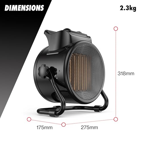 Bimson Power 3kW Electric Space Heater, 10,000 BTU Fan Heater for Home, Office, Garage, Workshop or Greenhouse, Portable Indoor Heater with 2 Heat Settings, Fume-Free, Low Energy, 12 Month Warranty - Image 2