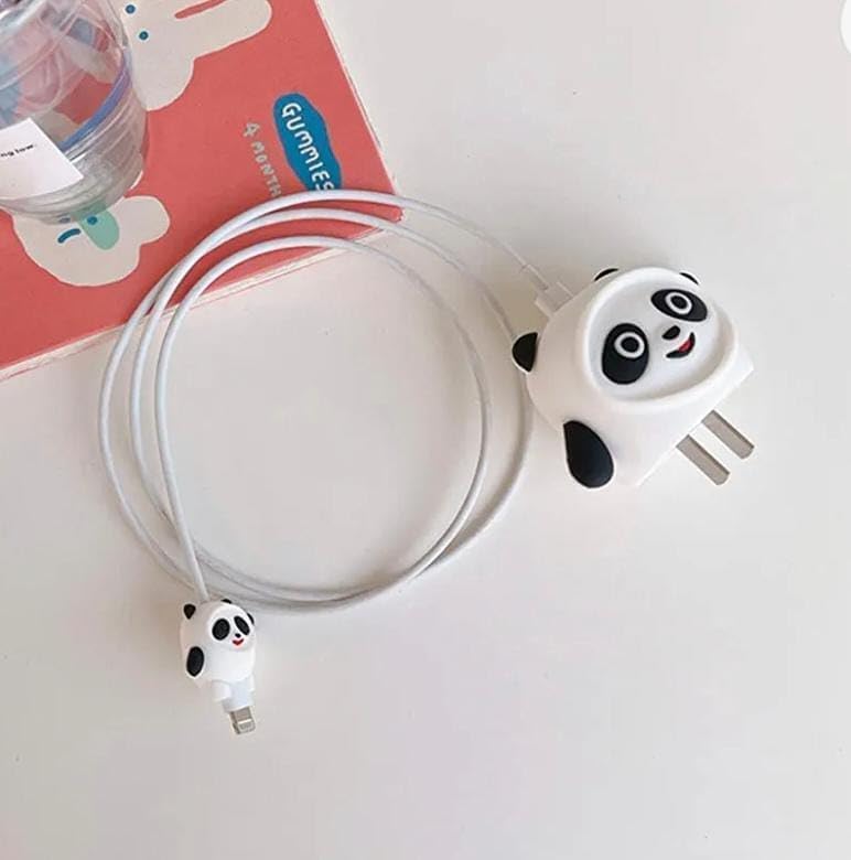 Image of Best HUB Cartoon 3D Design Protective Case Compatible with (Only Samsung Galaxy 25W) USB-C Power Adapter Charger, Cute Cartoon Type C Data Cable Case for Samsung (White Panda)