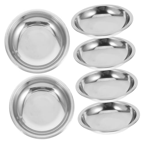 FUNOMOCYA 24 Pcs Stainless Steel Plate Silver Serving Bowl Appetizer Plates Overnight Oats Jar Side Dishes Sauce Cups Steel Food Bowl Spice Bowls Food Containers with Lids Seasoning Dish