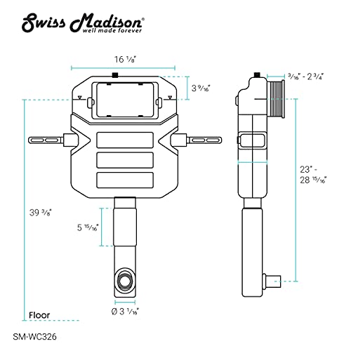 Swiss Madison Well Made Forever SM-WC326 Toilet Tank Carrier, For 2 x 6 Commercial Studs, White - Thumbnail 5