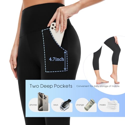 Image of MOREFEEL 3 Pack 8 inch High Waisted Biker Shorts for Women, Casual Summer Knee Length Tummy Control Running Athletic Yoga Shorts