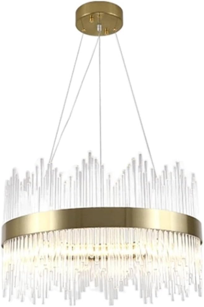 Chandelier en cristal rond et rectangulaire avec LED suspendu réglable pour grand salon