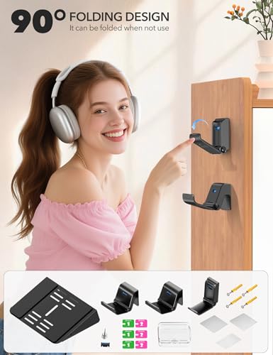 image for Kosker PS5/Slim/Pro Wall Mount with Headset & Controller Holder, Premi