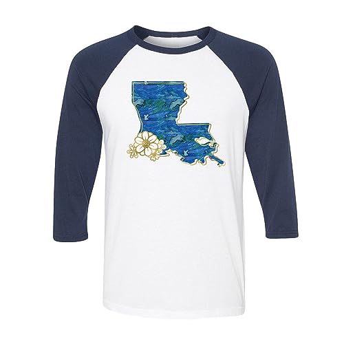 Camiseta de béisbol raglán de manga tres cuartos Watercolor Louisiana unisex miniatura 1