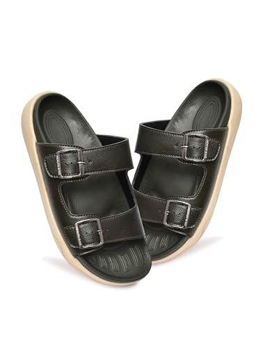 Image of HEALTH FIT Extra Soft Premium Classic Cushion Sliders /with Adjustable Buckle Strap & Light Weight Anti-SkidWaterproof Luxurious Slippers for Men's HF120