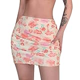 2023 - Falda corta para mujer, falda casual de moda, cintura alta, doble capa, falda casual, minifalda de cama, tamaño matrimonial, amarillo, 36