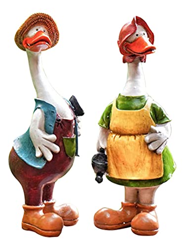 Uziqueif Anatre Decorazioni Giardino, Resina Anatra Ornamenti da Giardino Statua Animale Anatra Giardino Sculture Mestieri Decorativi per Patio Prato Giardino Decorazione