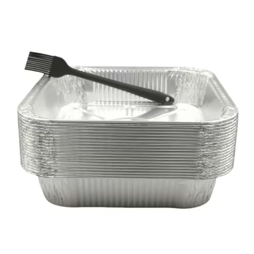Teglie in alluminio, confezione da 20 teglie resistenti per arrostire e cucinare, 20,3 x 20,3 cm, contenitori usa e getta per alimenti in lamina di stagno