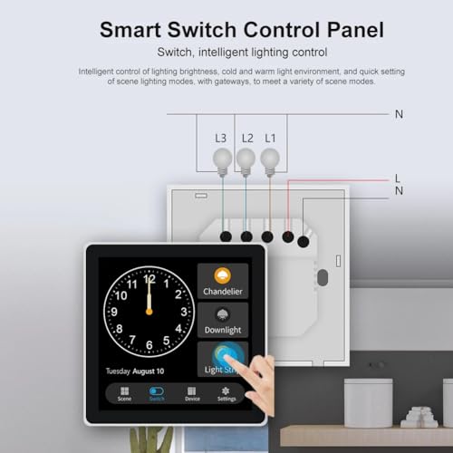 Panel de control inteligente Zigbee Tuya T3E con interruptor de luz de pared y pantalla color 4