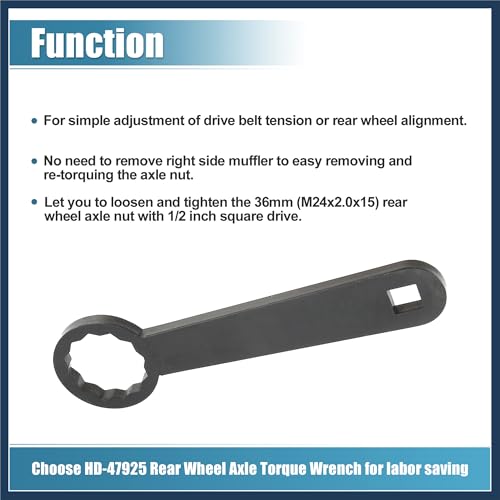 Image of Rear Axle 36mm Wrench Tool Rear Wheel Axle Torque Wrench Hand Tool for Harley Davidson Touring HD-47925 Rear Axle Nut Torque Adapter for Adjust Belt Tension Black Stylish Design
