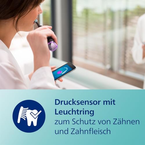 Philips Sonicare DiamondClean Smart 9400 elektrische Zahnbürste, Schallzahnbürste mit App, Drucksensor, Bürstenkopferkennung, 4 Putzmodi und 3 Intensitätsstufen, Schwarz, Modell HX9918/89 – Bild 5