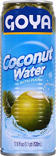Goya Agua de Coco 520 ml, Refrescante Agua de Coco Natural con Trocitos de Pulpa, Sabor Tropical, Hidratante y Reconstituyente con Electrolitos y Minerales