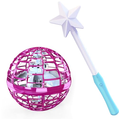 Image of ATHLERIA Pink Flying Orb Ball with Wand,Cool Stuff Gadgets Christmas Birthday Presents Toys for Boy Girl Teens 6 7 8 9 10+ Year Old, Hover Boomerang Mini Drones for Kids,Flying Spinner