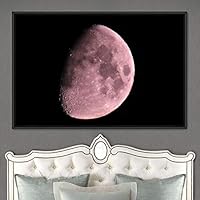 Framed Canvas Wall Art Lunar Eclipse Aerial Astronomy & Space Expressive Global Moon Multicolor Photography Realism Warm - 16x24 inches