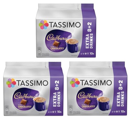 Tassimo Cadbury Hot Chocolate Pods x10 (Pack of 3, Total 30 Capsules)