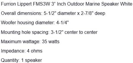 Replacement for Furrion FMS3W 3” Inch Outdoor Marine Speaker White RV-Camper OEM
