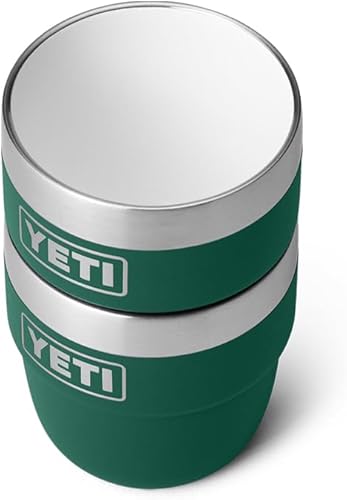 Vista 31 de YETI Rambler - Vaso apilable de acero inoxidable con aislamiento al vacío, vaso para expreso/café, capacidad de 4 onzas, paquete de 2 unidades Blanco