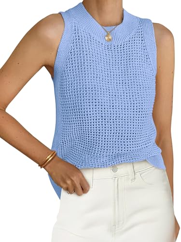 Image of PRETTYGARDEN Womens Summer Crochet Tank Tops Knit Sweater