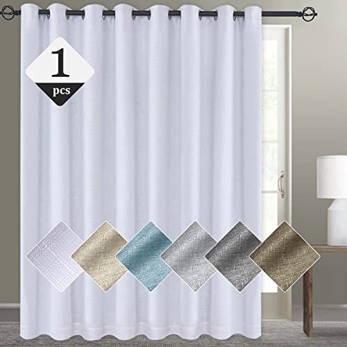 White Sliding Door Curtains 100% Blackout Extra Wide Curtain Panels Sliding Glass Door Curtains Thermal Insulated Patio Door Curtains(W100 X L84 1 Panel, White) #TOP1